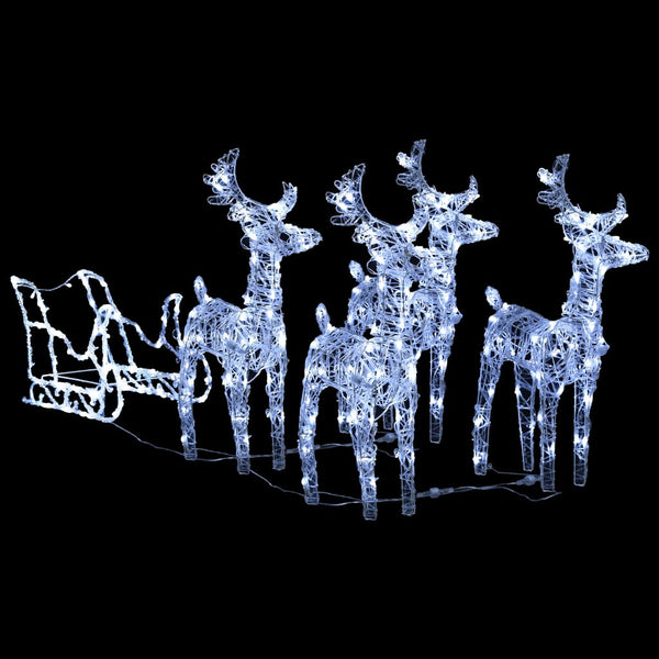 Reindeers & Sleigh Christmas Decoration 280X28x55 Cm Acrylic Seasonal Decorations