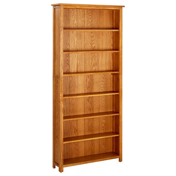 7 Tier Bookcase 90X22.5X200 Cm Solid Oak Wood Bookshelves