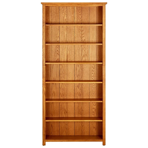7 Tier Bookcase 90X22.5X200 Cm Solid Oak Wood Bookshelves