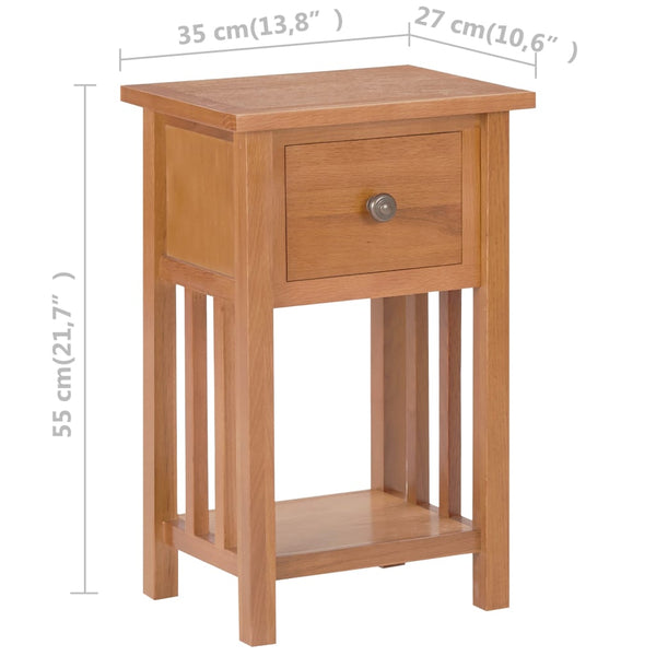 Vidaxl Magazine Table With Drawer 35X27x55 Cm Solid Oak Wood Bedside Tables