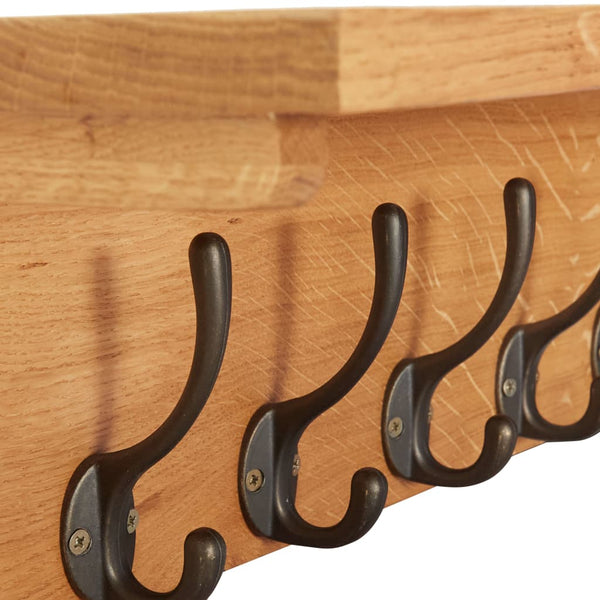 Coat Rack 90X16x16 Cm Solid Oak Wood Coat & Hat Racks