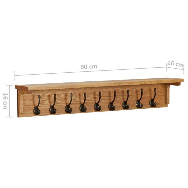Coat Rack 90X16x16 Cm Solid Oak Wood Coat & Hat Racks
