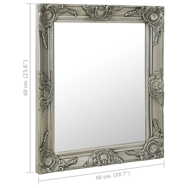 Wall Mirror Baroque Style 50X60 Cm Silver Mirrors