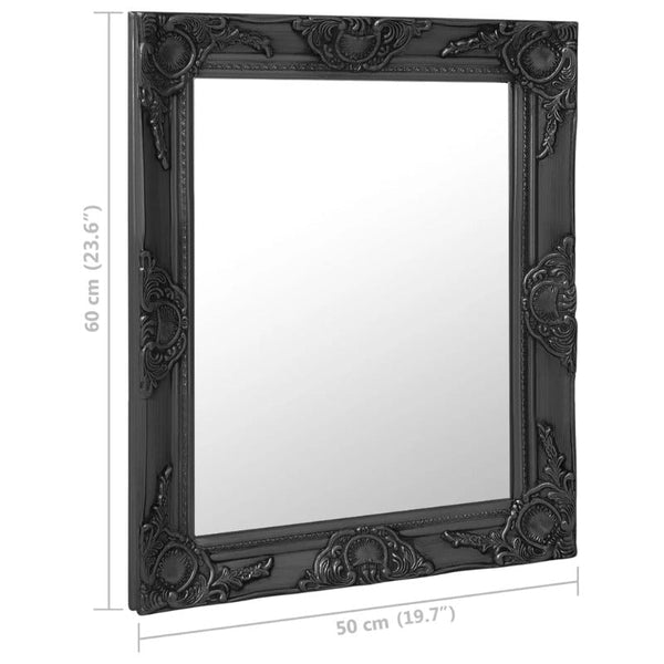 Mirrors Wall Mirror Baroque Style 50X60 Cm Black