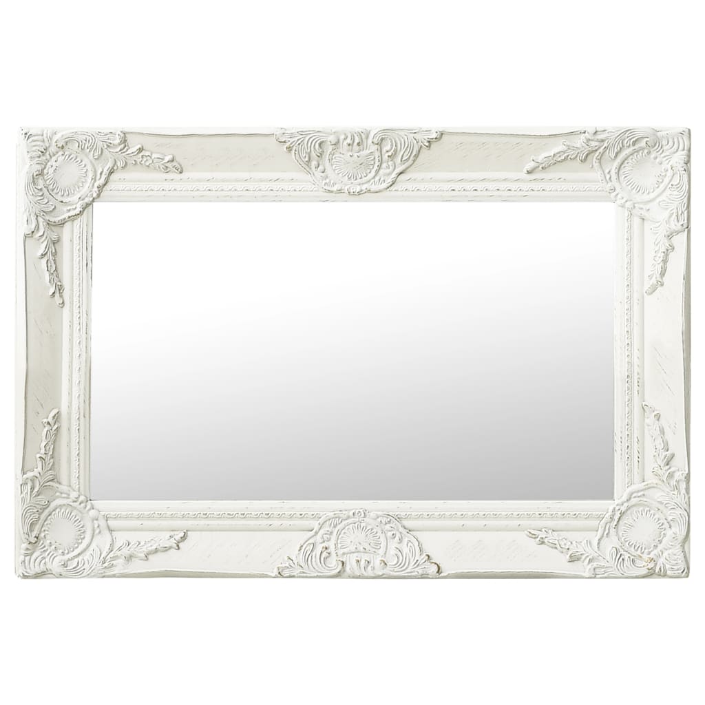 Wall Mirror Baroque Style 60X40 Cm White Mirrors
