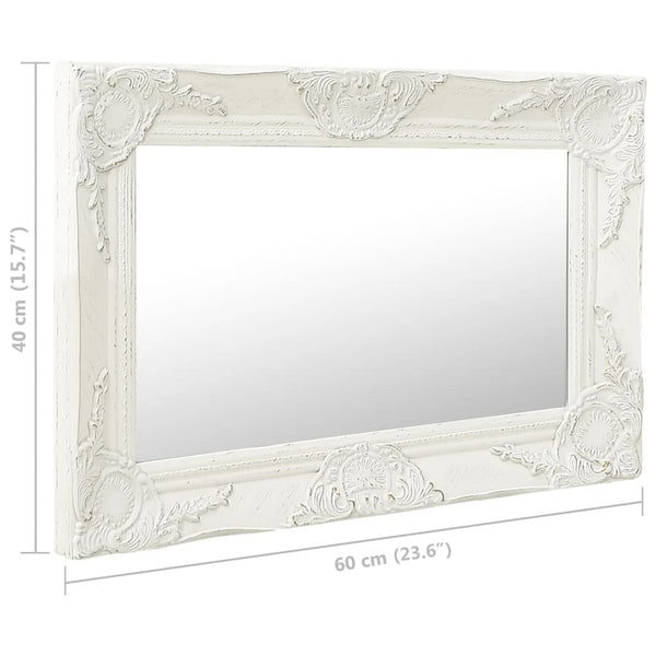 Wall Mirror Baroque Style 60X40 Cm White Mirrors