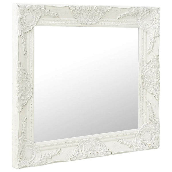 Wall Mirror Baroque Style 60X60 Cm White