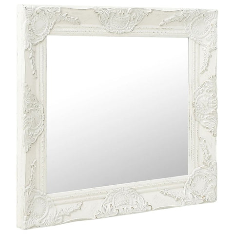 Wall Mirror Baroque Style 60X60 Cm White