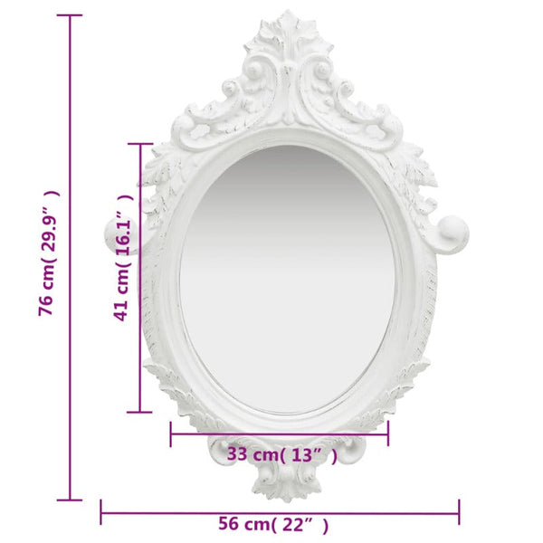 Wall Mirror Castle Style 56X76 Cm White Mirrors