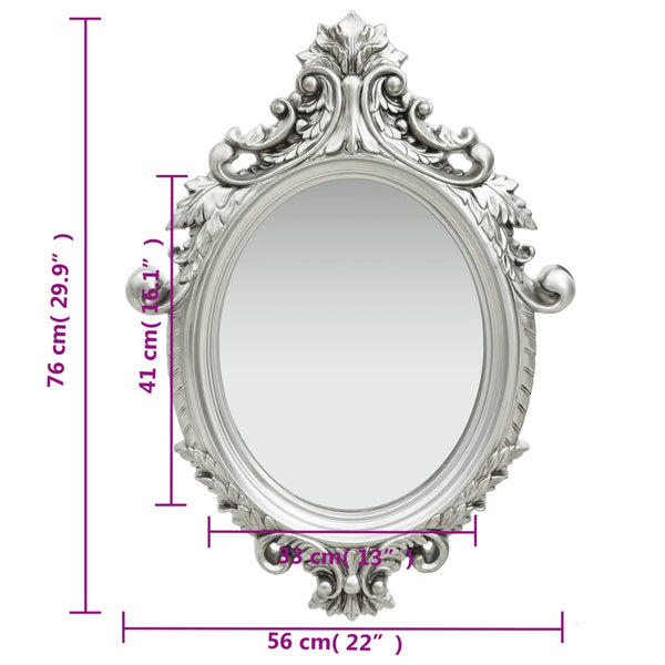 Wall Mirror Castle Style 56X76 Cm Silver Mirrors