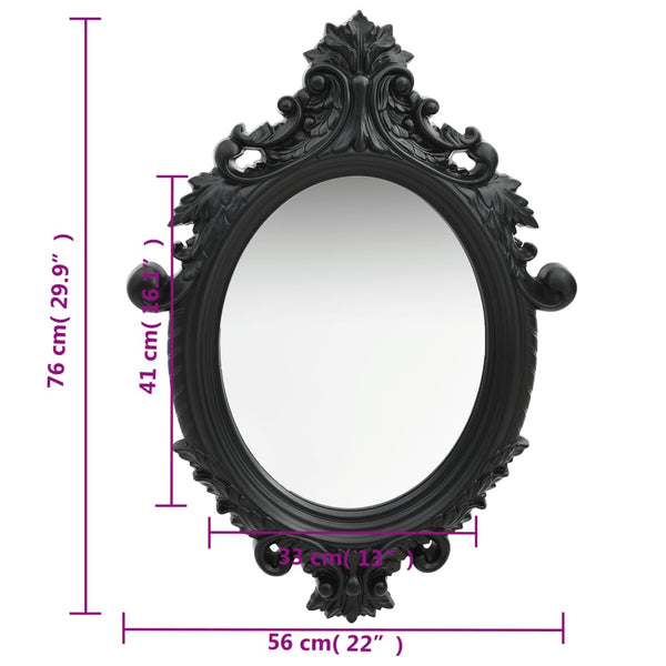 Wall Mirror Castle Style 56X76 Cm Black Mirrors
