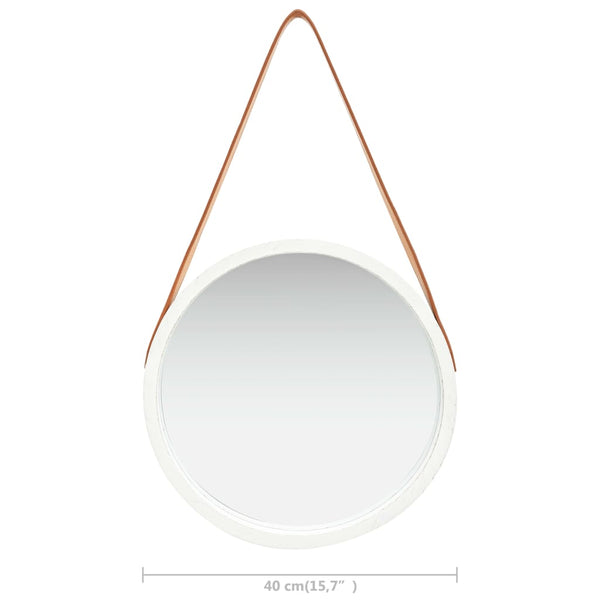 Wall Mirror With Strap 40 Cm White Mirrors