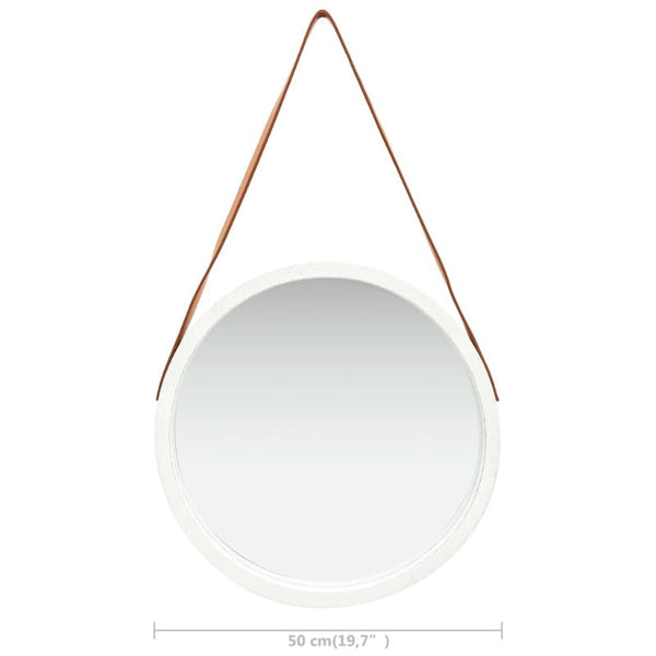 Mirrors Wall Mirror With Strap 50 Cm White