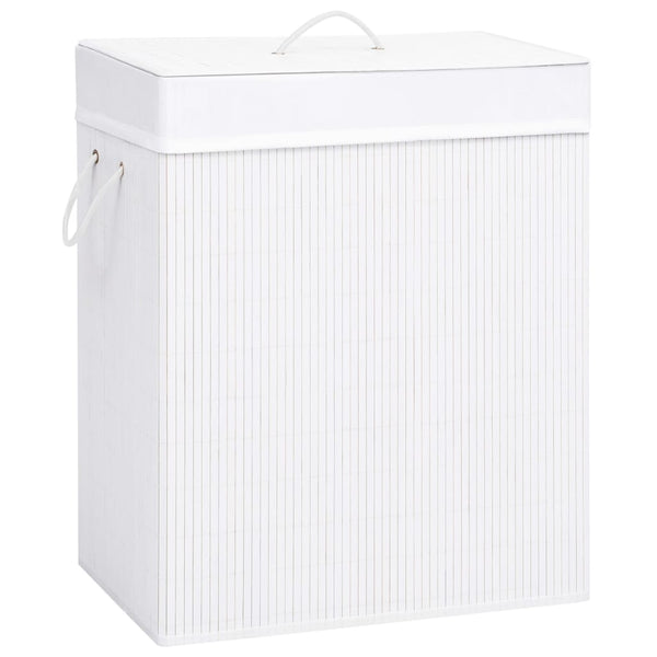 Vidaxl Bamboo Laundry Basket With 2 Sections White 100 Laundry Baskets & Hampers