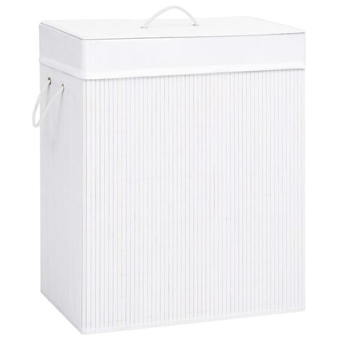Vidaxl Bamboo Laundry Basket With 2 Sections White 100 Laundry Baskets & Hampers