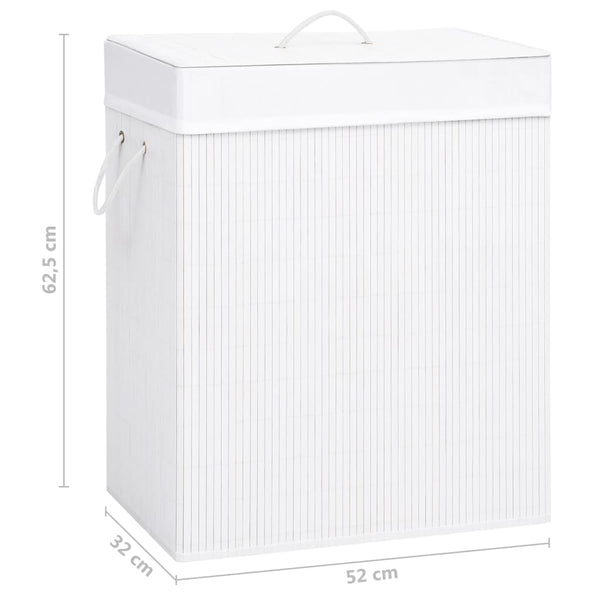 Vidaxl Bamboo Laundry Basket With 2 Sections White 100 Laundry Baskets & Hampers