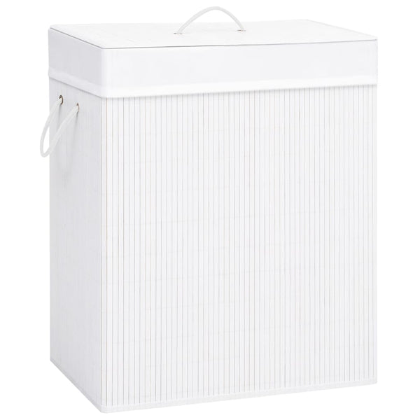Vidaxl Bamboo Laundry Basket With Single Section White 83 Laundry Baskets & Hampers