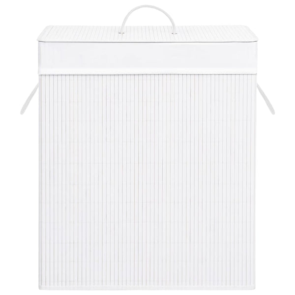 Vidaxl Bamboo Laundry Basket With Single Section White 83 Laundry Baskets & Hampers