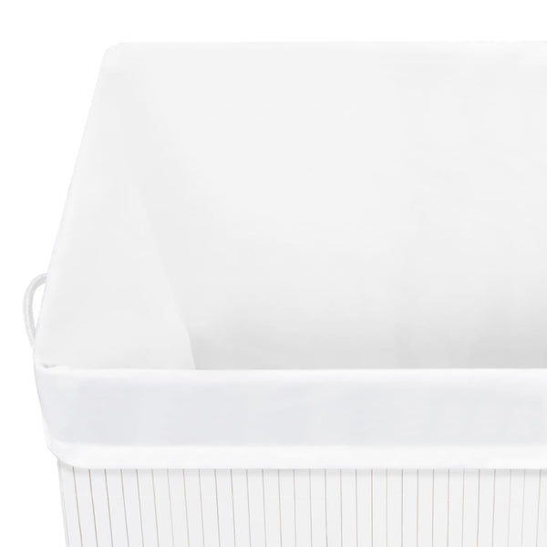 Vidaxl Bamboo Laundry Basket With Single Section White 83 Laundry Baskets & Hampers