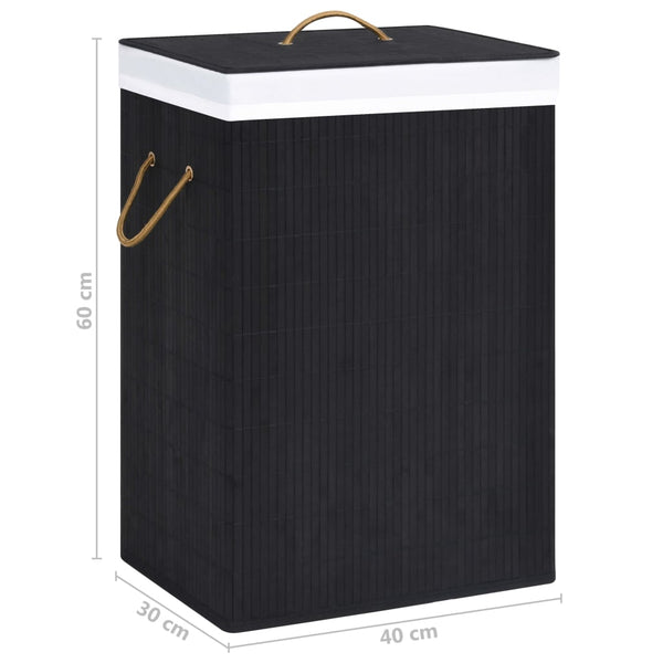 Bamboo Laundry Basket With Single Section Black Laundry Baskets & Hampers
