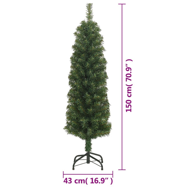 Vidaxl Slim Artificial Christmas Tree With Stand Green 150 Cm Pvc Seasonal Decorations