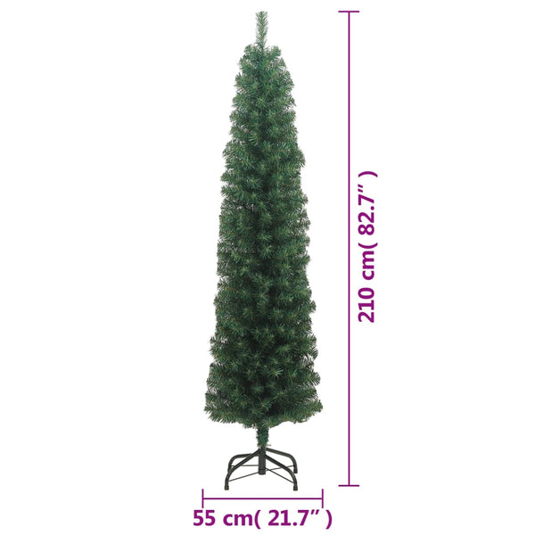 Vidaxl Slim Artificial Christmas Tree With Stand Green 210 Cm Pvc Seasonal Decorations