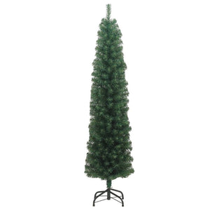 Slim Artificial Christmas Tree With Stand Green 240 Cm Pvc