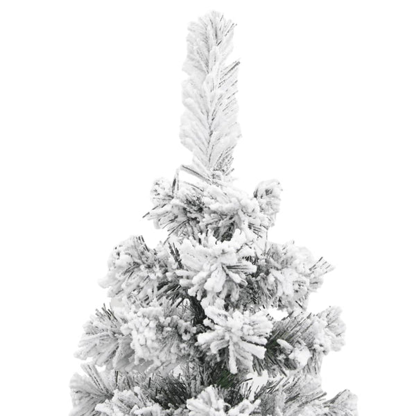 Vidaxl Slim Artificial Christmas Tree With Flocked Snow Green 240 Cm Pvc Seasonal Decorations