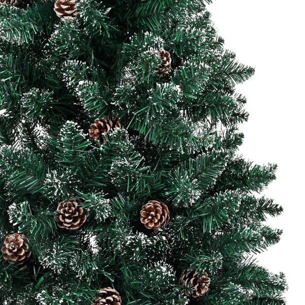 Slim Christmas Tree With Real Wood And White Snow Green 180 Cm Seasonal Decorations