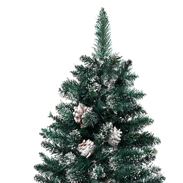 Slim Christmas Tree With Real Wood And White Snow Green 210 Cm Seasonal Decorations