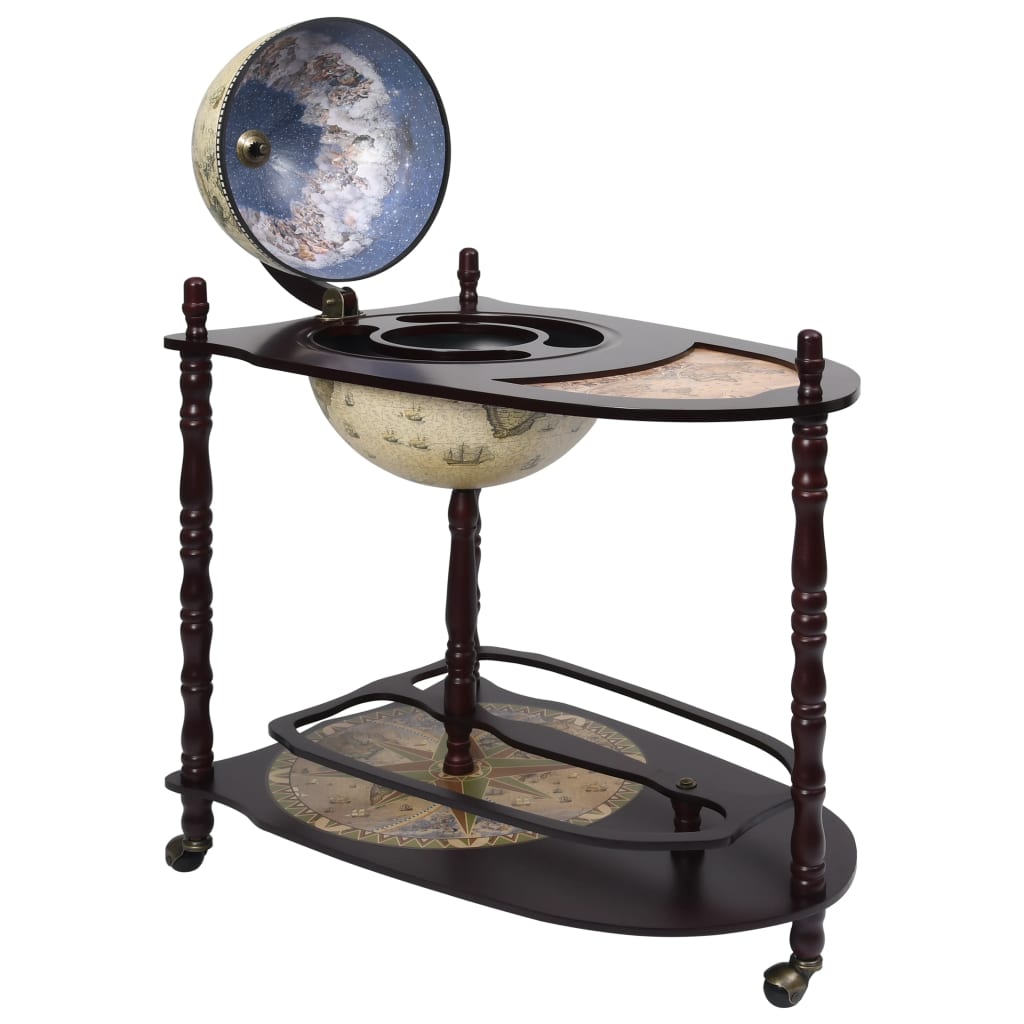 Freestanding Globe Bar Wind Stand Eucalyptus Wood Green Racks
