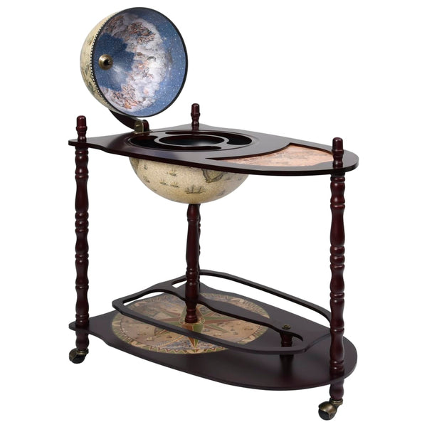 Freestanding Globe Bar Wind Stand Eucalyptus Wood Green Racks
