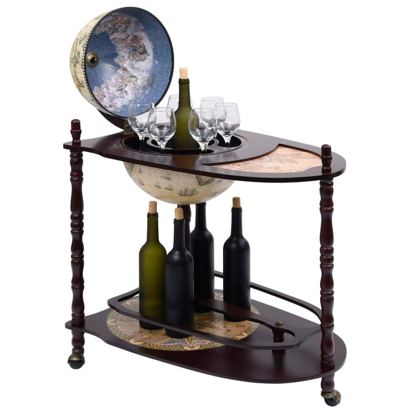 Freestanding Globe Bar Wind Stand Eucalyptus Wood Green Racks
