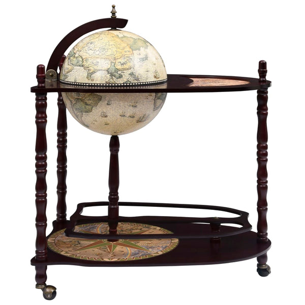 Freestanding Globe Bar Wind Stand Eucalyptus Wood Green Racks