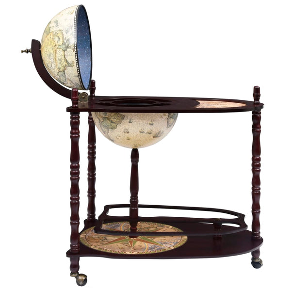 Freestanding Globe Bar Wind Stand Eucalyptus Wood Green Racks