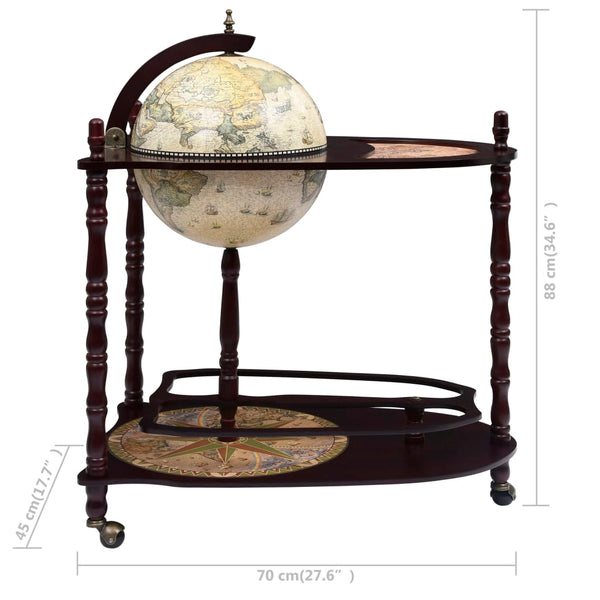 Freestanding Globe Bar Wind Stand Eucalyptus Wood Green Racks