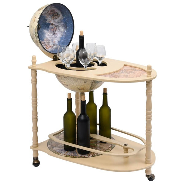 Freestanding Globe Bar Wine Stand Eucalyptus Wood Green