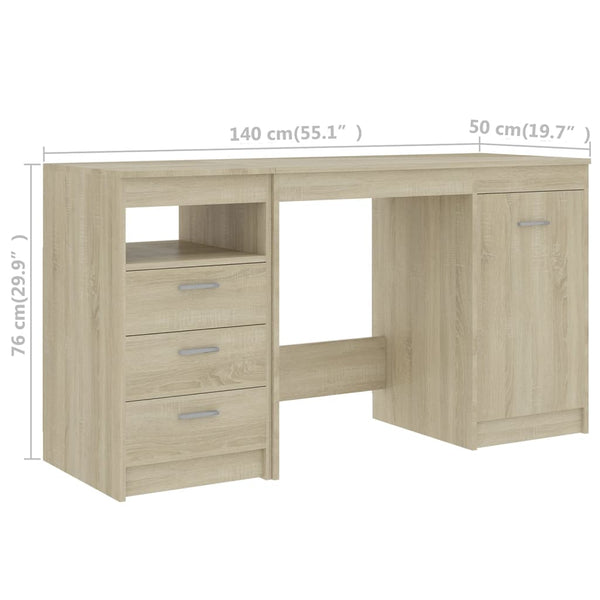 Desk Sonoma Oak 140X50x76 Cm Engineered Wood Home Office Desks