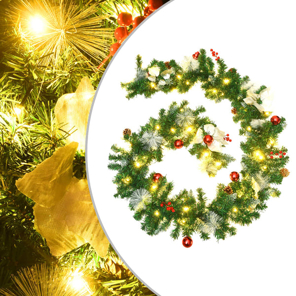 Christmas Garland With Led Lights Green 2.7 M Pvc Seasonal Decorations