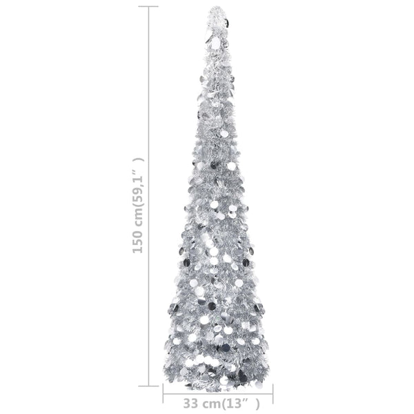 Pop Up Artificial Christmas Tree Silver 150 Cm Pet Seasonal Decorations