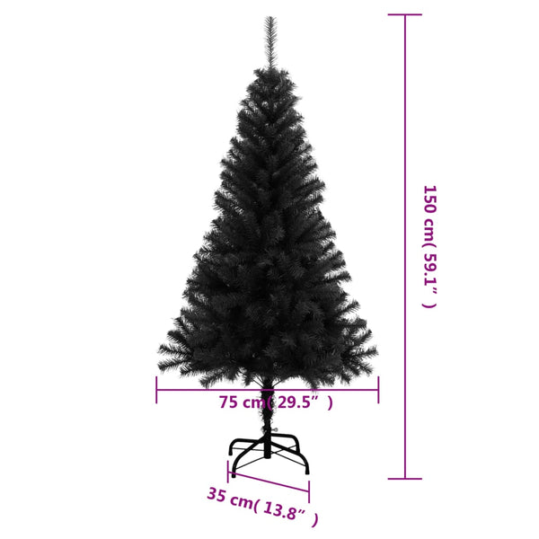 Vidaxl Artificial Christmas Tree With Stand Black 150 Cm Pvc Seasonal Decorations