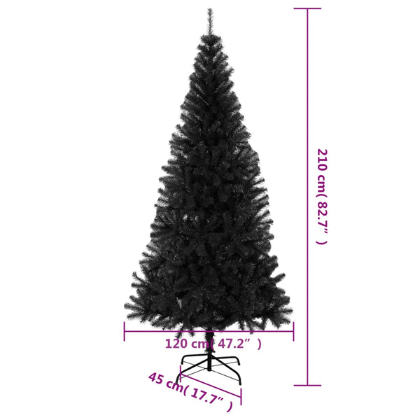 Vidaxl Artificial Christmas Tree With Stand Black 210 Cm Pvc Seasonal Decorations
