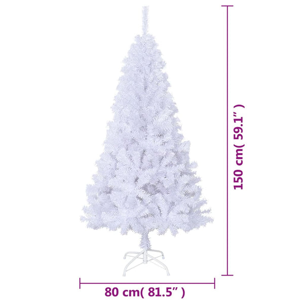 Artificial Christmas Tree With Thick Branches White 150 Cm Pvc Seasonal Decorations