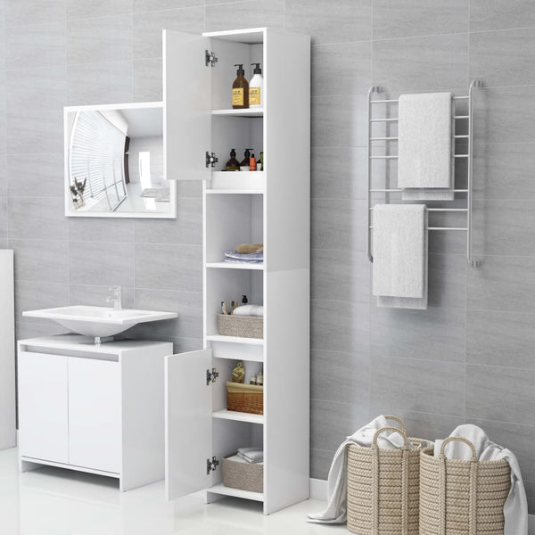 Bathroom Cabinet White 30X30x183.5 Cm Engineered Wood Bathroom Cabinets
