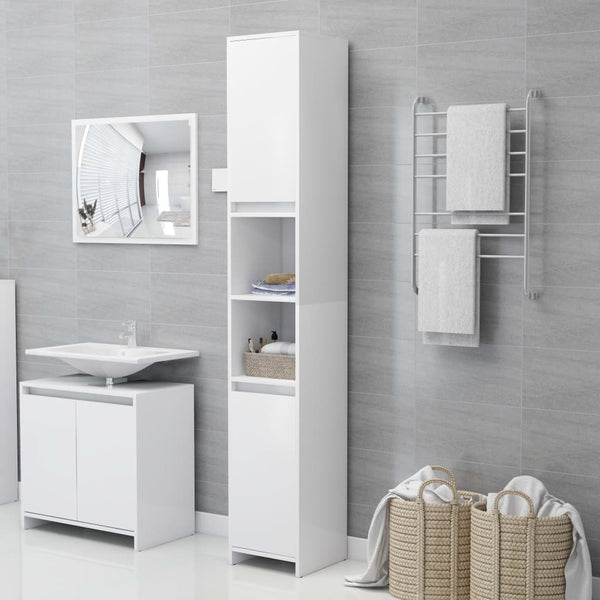 Bathroom Cabinet White 30X30x183.5 Cm Engineered Wood Bathroom Cabinets