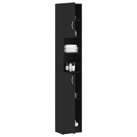 Bathroom Cabinet Black 32X25.5X190 Cm Engineered Wood