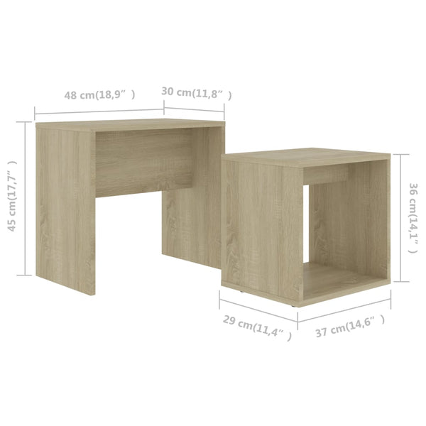 Coffee Table Set Sonoma Oak 48X30x45 Cm Engineered Wood Coffee Tables