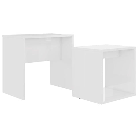 Coffee Table Set High Gloss White 48X30x45 Cm Engineered Wood