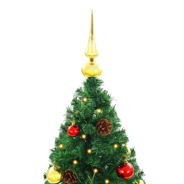 Artificial Pre Lit Christmas Tree With Baubles Green 150 Cm Seasonal Decorations