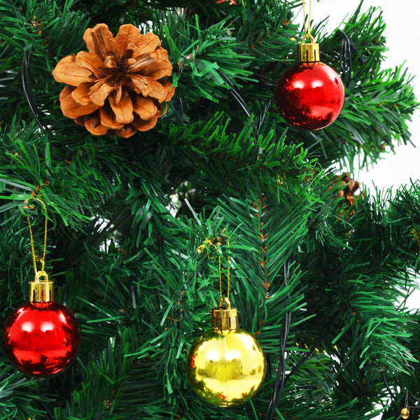Artificial Pre Lit Christmas Tree With Baubles Green 150 Cm Seasonal Decorations